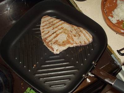 tuna being cooked