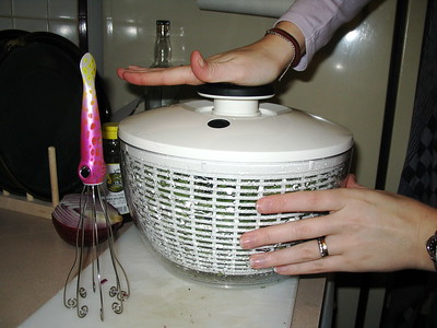 spinning the vegetables for dinner