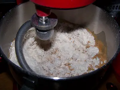 a bowl with flour and other ingredients