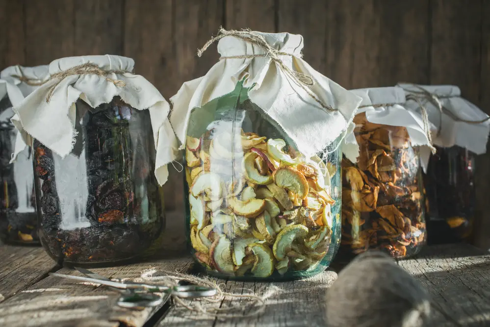 dried fruits in glass jars