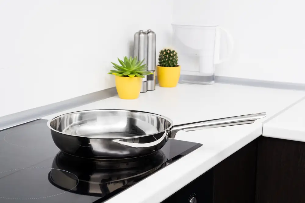 frying pan in modern kitchen